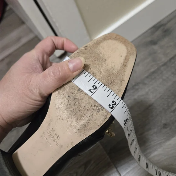 Stuart Weitzman Black Leather Crystal Embellished Mule Heels Slip-On Loafers 5.5 - Picture 14 of 15